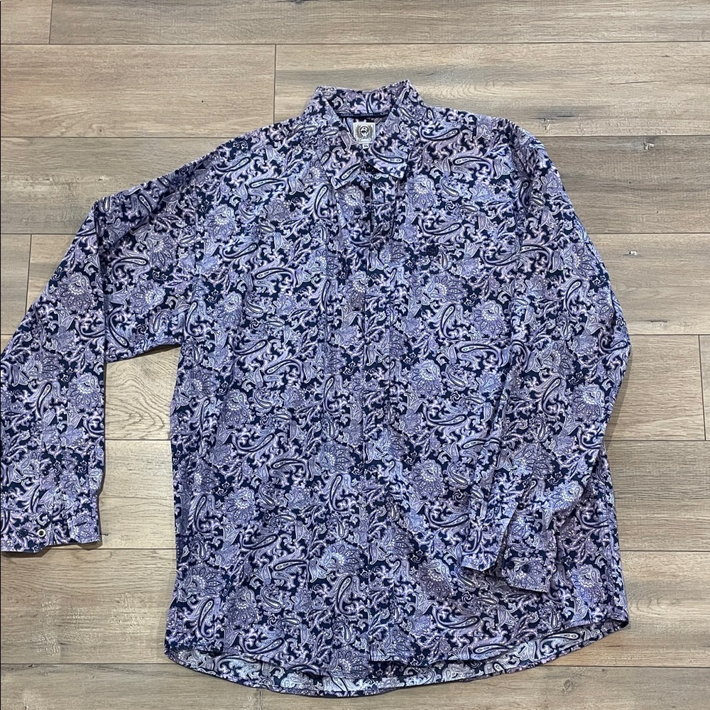 Cinch Men's Purple and Blue Paisley Button Down Shirt